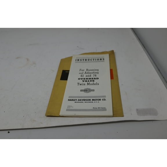 NEW OEM HARLEY 1941  INSTRUCTIONS FOR RUNNING AND ADJUSTING 61 AND 74 OVERHEAD VALVE 99460-41