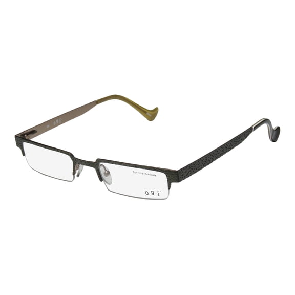 NEW OGI 2213 MENS/WOMENS DESIGNER HALF-RIM DARK GREEN SIMPLE & ELEGANT STUNNING GENUINE FRAME DEMO LENSES 48-20-145 FLEXIBLE HINGES EYEGLASSES/EYEGLASS FRAME