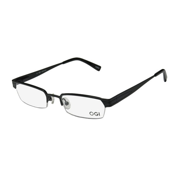 NEW OGI 2238 MENS/WOMENS DESIGNER HALF-RIM BLACK GORGEOUS HALF-RIMLESS AUTHENTIC HOT FRAME DEMO LENSES 48-17-140 SPRING HINGES EYEGLASSES/SPECTACLES