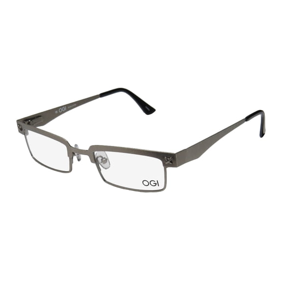 NEW OGI 3501 MENS/WOMENS DESIGNER FULL-RIM GRAY SIMPLE & ELEGANT GENUINE VISION CARE FRAME DEMO LENSES 48-22-140 FLEXIBLE HINGES EYEGLASSES/SPECTACLES