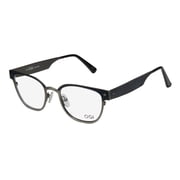 NEW OGI 4301 MENS/WOMENS DESIGNER FULL-RIM GUNMETAL / BLUE PATTERN UNIQUE SHAPE FASHION ACCESSORY SLEEK FRAME DEMO LENSES 49-20-145 EYEGLASSES/SPECTACLES