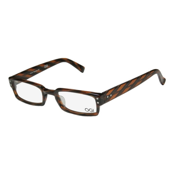 NEW OGI 9063 MENS/WOMENS DESIGNER FULL-RIM TRANSPARENT BROWN PATTERN EUROPEAN COLOR COMBINATION STUNNING FRAME DEMO LENSES 50-21-145 EYEGLASSES/GLASSES