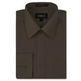 thumbnail image 1 of NEW Omega Italy Men's Dress Shirt Long Sleeve Solid Color Regular Fit 10 Colors (Brown,L (16-16½) sleeve: 36/37), 1 of 5