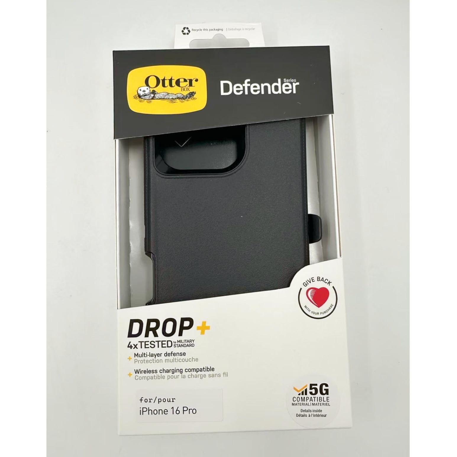 OtterBox Defender Case with Holster Case For iPhone 16 Pro, Black Case