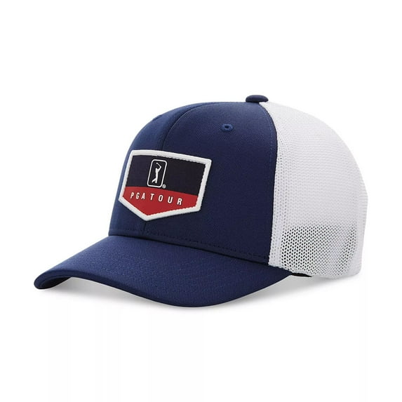 PGA Tour Men's Americana Trucker Adjustable Golf Hat, Peacoat/White -