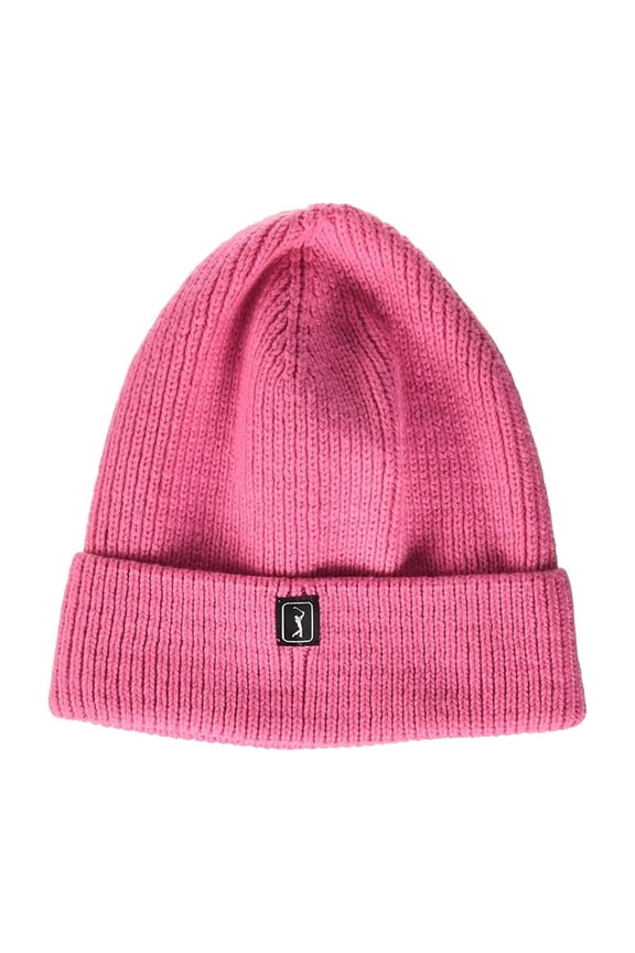 NEW PGA Tour Recycled Polyester Golf Beanie Hat - Pink Carnation