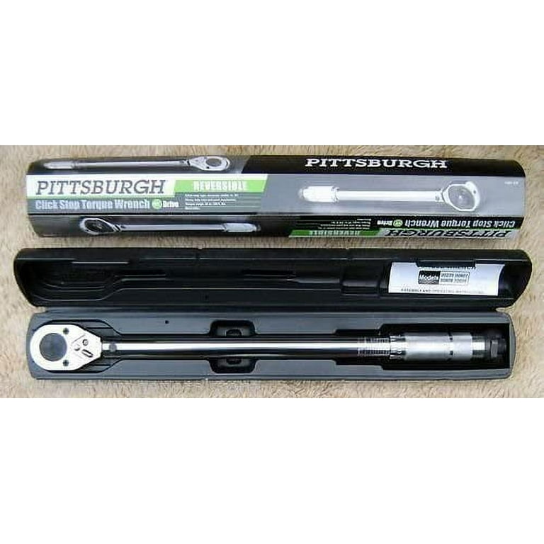 New Pittsburgh Pro 1 2 inch Drive Click Type Torque Wrench with Hard Case Size 1 2 in