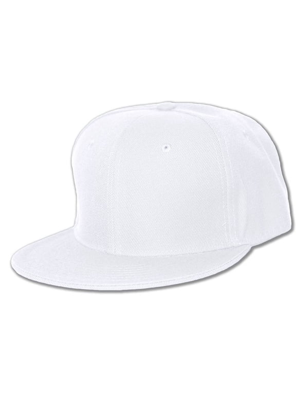 NEW PLAIN WHITE FLAT FITTED HAT CAP SIZE - 7 1/4