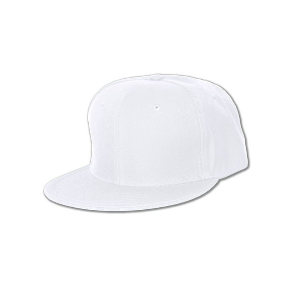 NEW PLAIN WHITE FLAT FITTED HAT CAP SIZE - 7