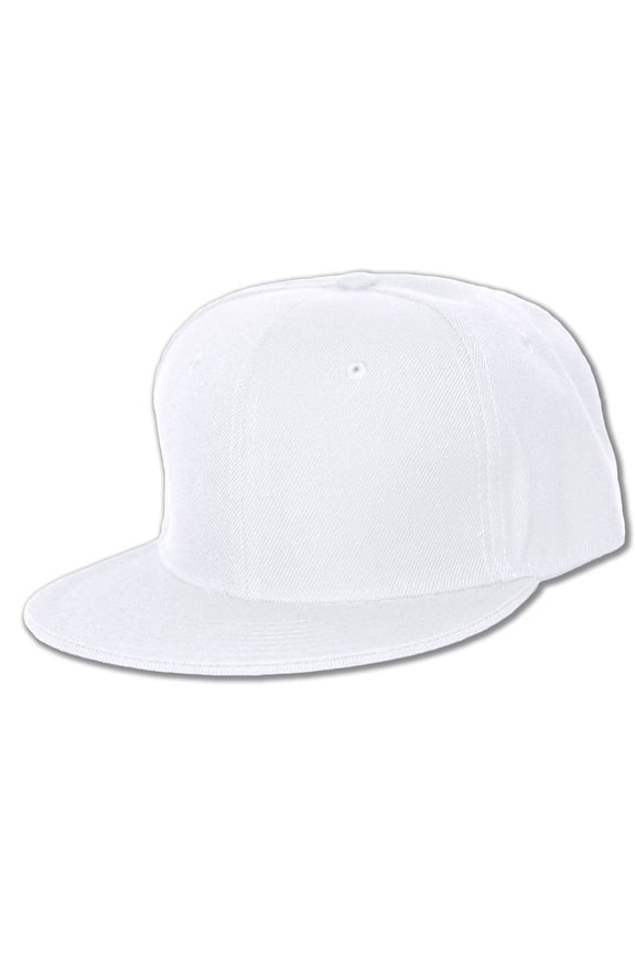 NEW PLAIN WHITE FLAT FITTED HAT CAP SIZE - 7
