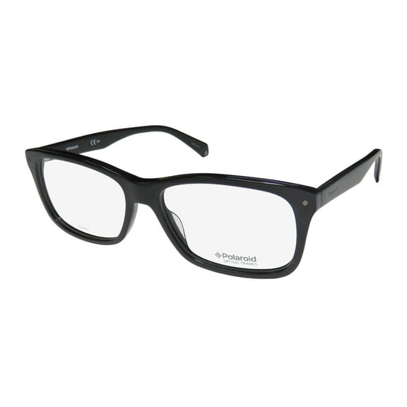 NEW POLAROID D317 MENS/WOMENS RECTANGULAR FULL-RIM BLACK SOPHISTICATED STYLISH AFFORDABLE HIP FRAME DEMO LENSES 55-16-145 EYEGLASSES/SPECTACLES