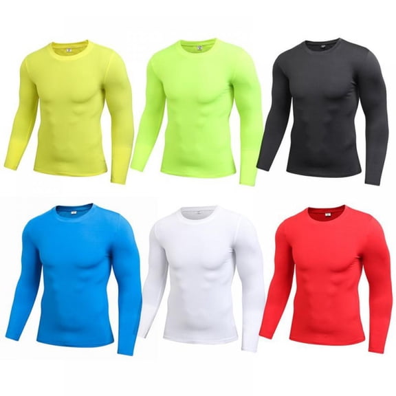 NEW PROMOTION!Outdoor Men Long Sleeve Quick Dry Fitness Compression Baselayer Body Under Shirt Tight Sports Gym Wear Top Shirt
