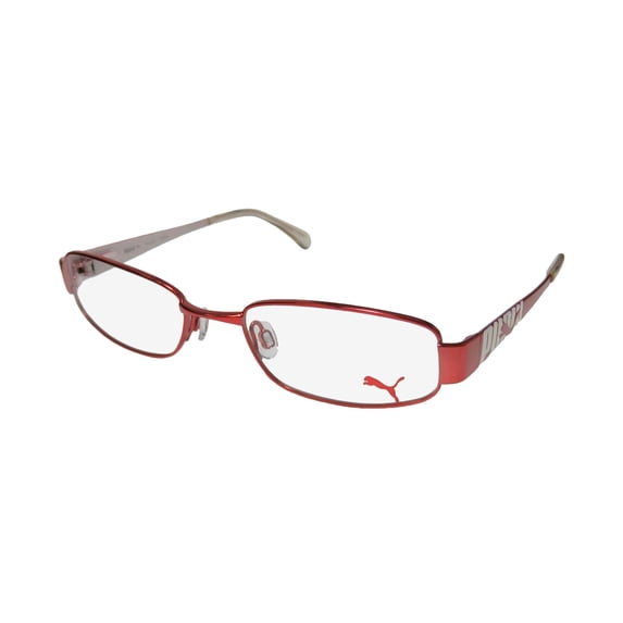 NEW PUMA 15244 TAVARUA MENS/WOMENS DESIGNER FULL-RIM RED / WHITE DURABLE SIGNATURE LOGO HIP FRAME DEMO LENSES 50-18-135 FLEXIBLE HINGES EYEGLASSES/EYE GLASSES
