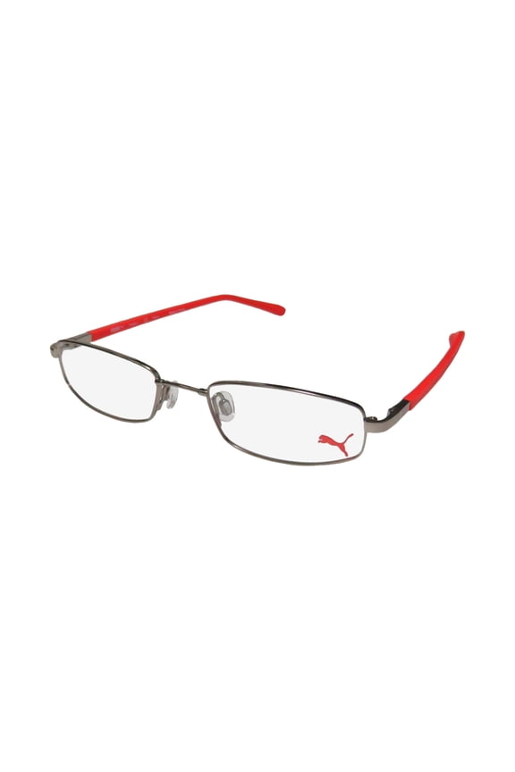 NEW PUMA 15338 FREEDOM MENS/WOMENS DESIGNER FULL-RIM GRAY / RED TWO-TONE COLOR COMBINATION FRAME DEMO LENSES 48-18-140 EYEGLASSES/SPECTACLES