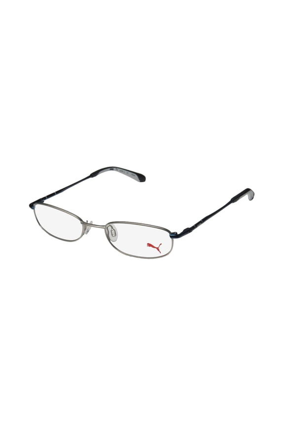 NEW PUMA 15354 YOCTO MENS/WOMENS DESIGNER FULL-RIM GRAY / NAVY SIMPLE & ELEGANT VISION CARE FRAME DEMO LENSES 48-18-135 SPRING HINGES EYEGLASSES/EYEGLASS FRAME
