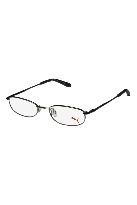 NEW PUMA 15354 YOCTO MENS/WOMENS DESIGNER FULL-RIM KHAKI / BLACK SIMPLE & ELEGANT VISION CARE FRAME DEMO LENSES 48-18-135 SPRING HINGES EYEGLASSES/GLASSES