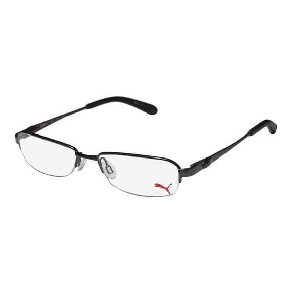 NEW PUMA 15364 GIGA MENS/WOMENS DESIGNER HALF-RIM BLACK / PLUM ADULT SIZE CASUAL VISION CARE FRAME DEMO LENSES 51-16-135 SPRING HINGES EYEGLASSES/EYEWEAR