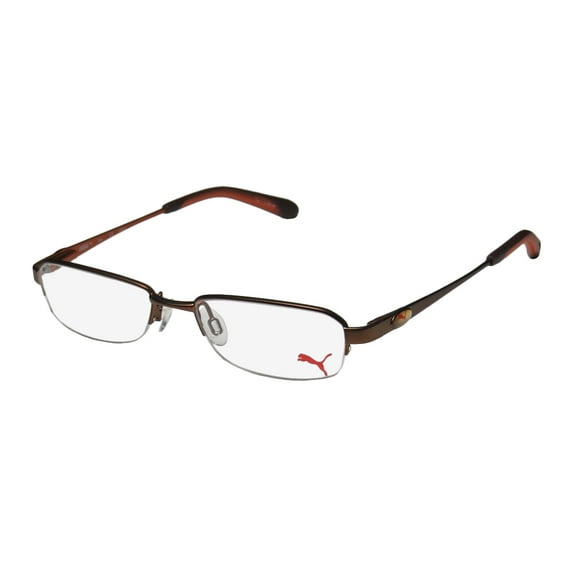NEW PUMA 15364 GIGA MENS/WOMENS DESIGNER HALF-RIM BROWN / COPPER ADULT SIZE CASUAL VISION CARE FRAME DEMO LENSES 47-16-135 FLEXIBLE HINGES EYEGLASSES/GLASSES