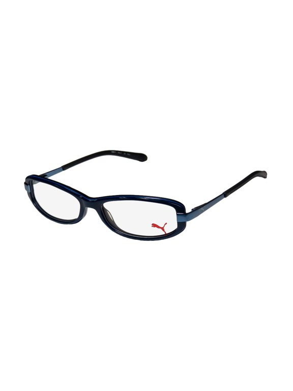 NEW PUMA 15365 ZETTA II MENS/WOMENS CAT EYE FULL-RIM BLACK / BLUE UPSCALE UNISEX HARD CASE CAT EYE FRAME DEMO LENSES 52-15-135 SPRING HINGES EYEGLASSES/EYEWEAR