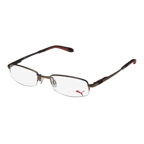 NEW PUMA 15374 SVETLO MENS/WOMENS DESIGNER HALF-RIM BROWN ADJUSTABLE NOSEPADS TRENDY FRAME DEMO LENSES 49-19-140 EYEGLASSES/EYEWEAR