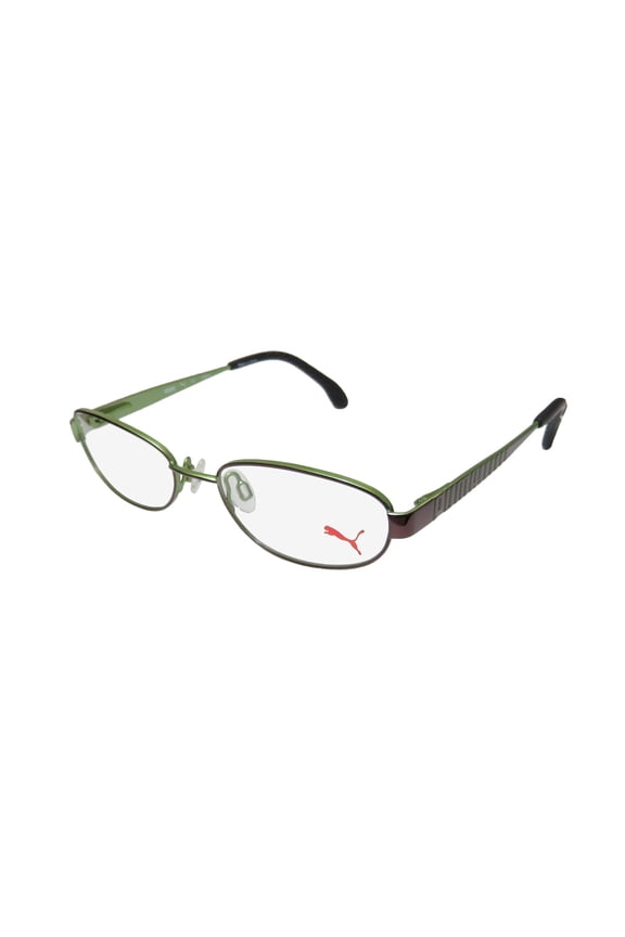 NEW PUMA 15420 MENS/WOMENS DESIGNER FULL-RIM BROWN / GREEN ADULT SIZE UPSCALE FRAME DEMO LENSES 49-17-135 SPRING HINGES EYEGLASSES/GLASSES