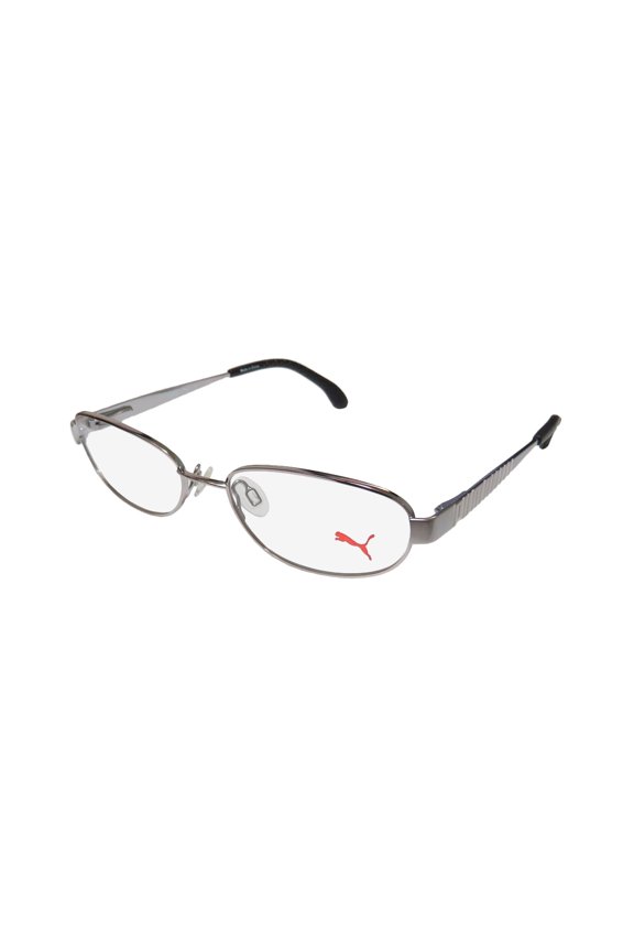 NEW PUMA 15420 MENS/WOMENS DESIGNER FULL-RIM SILVER / IVORY ADULT SIZE UPSCALE FRAME DEMO LENSES 49-17-135 FLEXIBLE HINGES EYEGLASSES/EYEWEAR