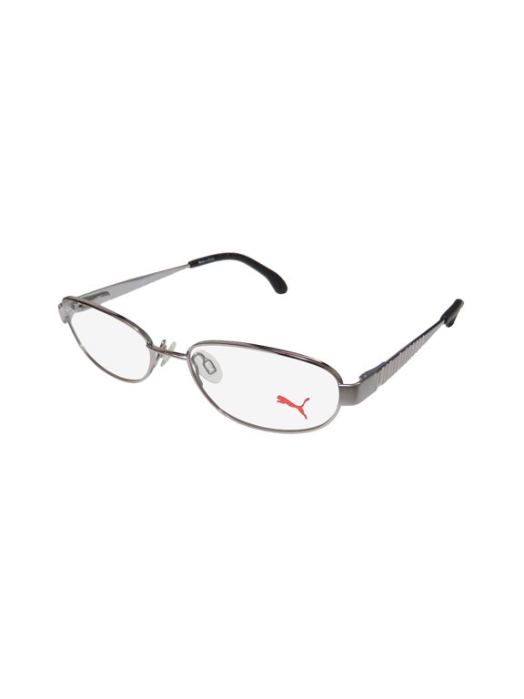 NEW PUMA 15420 MENS/WOMENS DESIGNER FULL-RIM SILVER / IVORY ADULT SIZE UPSCALE FRAME DEMO LENSES 49-17-135 FLEXIBLE HINGES EYEGLASSES/EYEWEAR