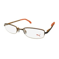 NEW PUMA 15447 MENS/WOMENS DESIGNER HALF-RIM BLACK / ORANGE STUNNING OPHTHALMIC FRAME DEMO LENSES 48-19-135 FLEXIBLE HINGES EYEGLASSES/GLASSES