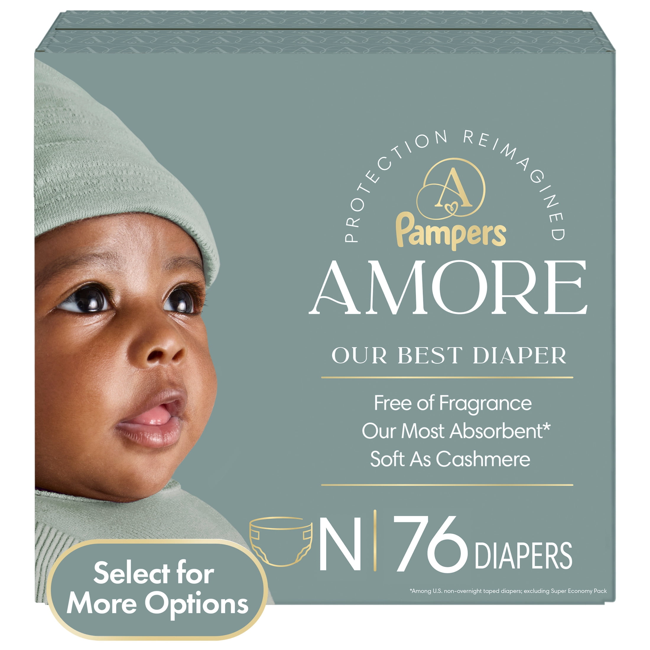 Pampers モレ・ムレ0へ！ Mサイズ 62枚 4袋×2セット Pampers Amore Baby Diapers Size Newborn, 76 Count (Select for More