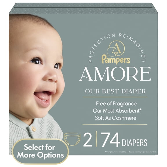 Pampers Amore Baby Diapers Size 2, 74 Count (Select for More Options)
