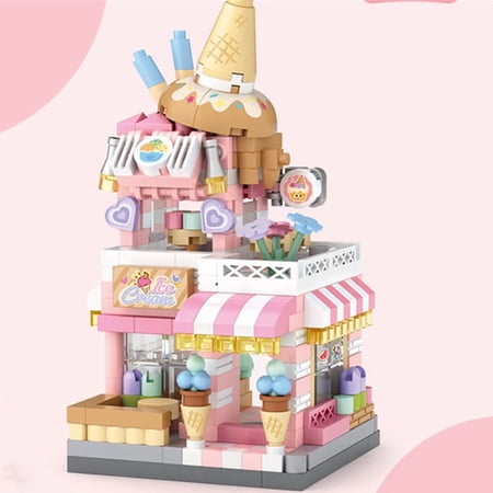 NEW Panda Pet Coffee Ice Cream Flower Shop Store Street View Food House Building Blocks Kit Girls Bricks Model Kids Toy Children