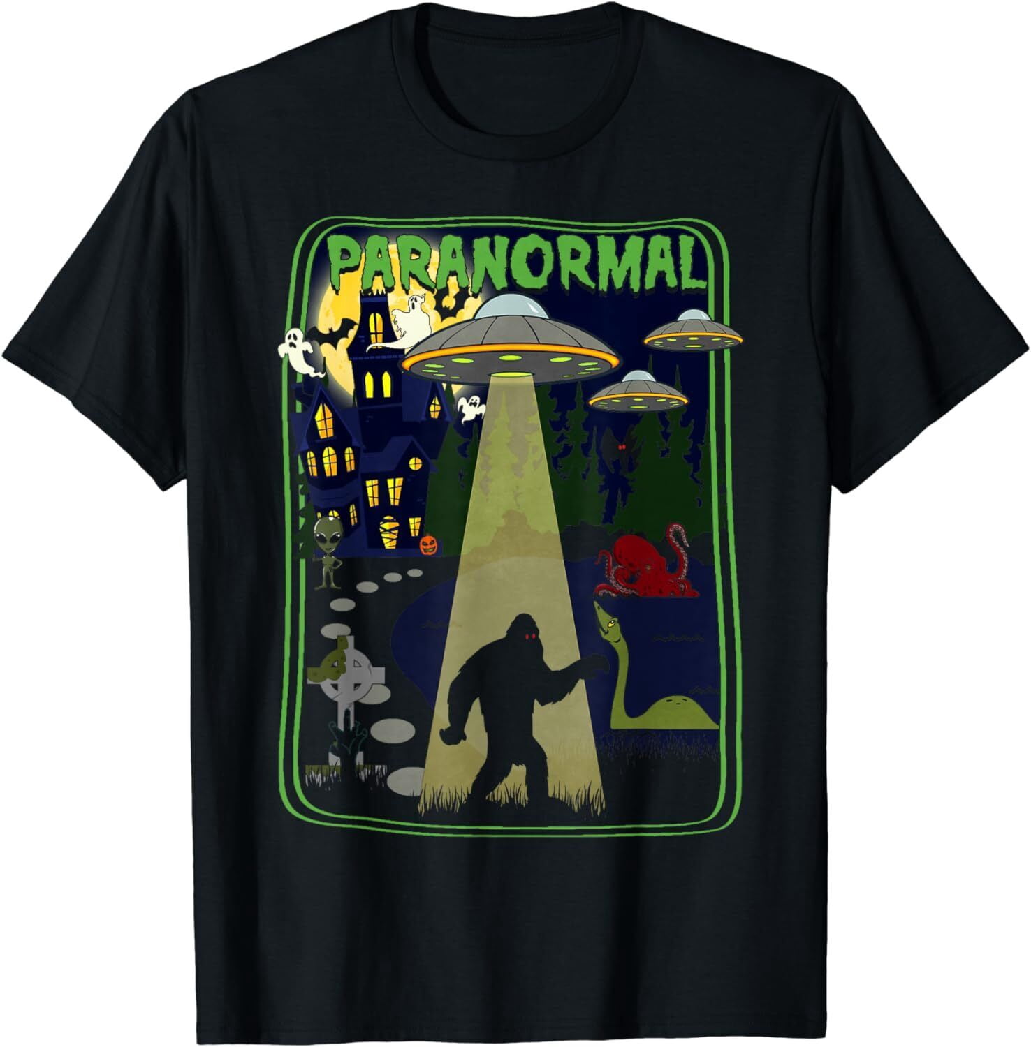 NEW! Paranormal Bigfoot Loch Ness Mothman Aliens Cryptid T-Shirt - MADE ...