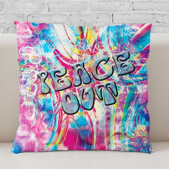 NEW!! Peace Out Throw Pillow. No Zipper. Prefilled. Made in the USA.