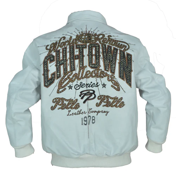NEW Pelle Pelle Chi-Town Collector White Leather Jacket - Buffalo Hide Shirt Style Collar - M