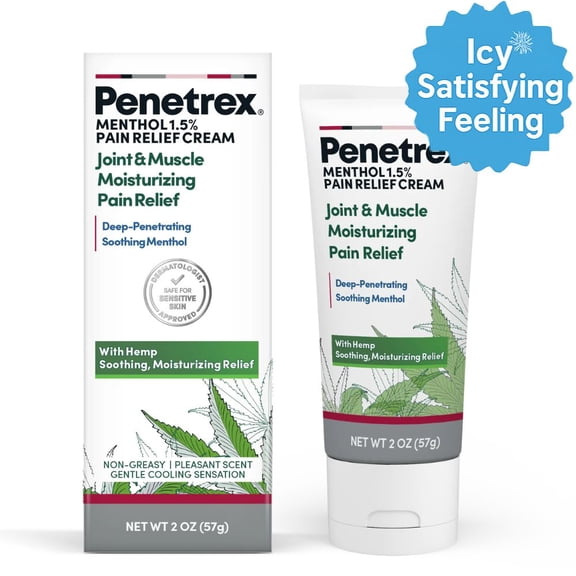 Penetrex Joint Muscle Moisturizing Pain Relief Cream with Hemp Menthol, 2 Oz.