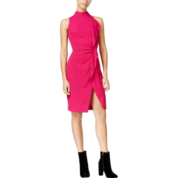 NEW Pink Womens Size 0 Asymmetrical Fringe Sheath Dress