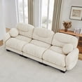 thumbnail image 1 of NEW Pleated Design Cozy Chenille Fabric 3 Seater Modular Sofa with High-Density Ergonomic Foam Seat, Curved Round Armrests and 2 Round Throw Pillows,Beige, 1 of 8
