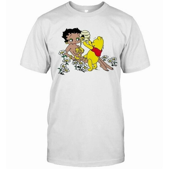 NEW Pooh Pouring Honey On Betty Boop Shirt Vintage Retro