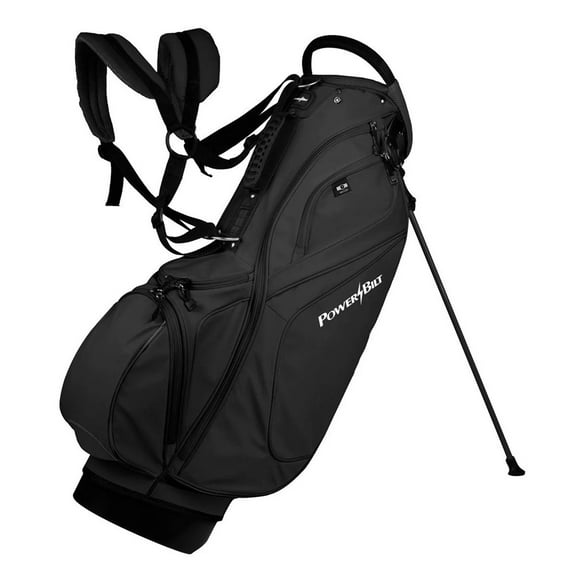 PowerBilt Golf TPS Dunes 14-Way Top Dual Strap Stand Bag, Black/Black -