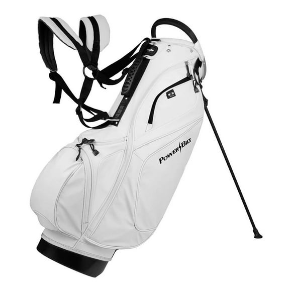 PowerBilt Golf TPS Dunes 14-Way Top Dual Strap Stand Bag, White/Black -