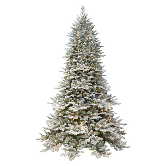 NEW! Puleo Intl. 7.5' ROYAL MAJESTIC Douglas Fir Downswept Flocked Tree with REAL LIFE MOLDED TIPS and SURE-LIT POLE with 800 UL-Listed clear PRE-ATTACHED Lights