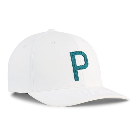 NEW Puma Golf Heritage P Snapback Hat Cap - Alpine Snow / Green Terrain