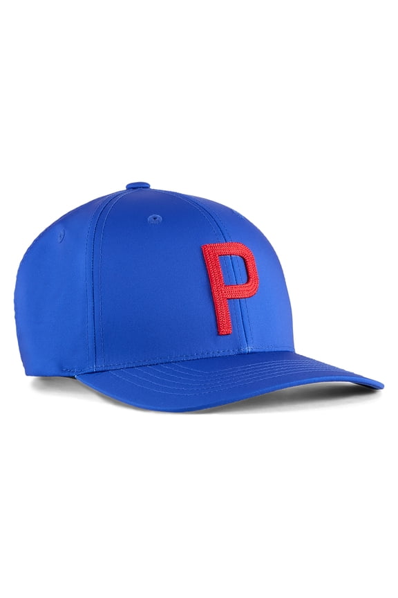 NEW Puma Golf Heritage P Snapback Hat Cap - Royal Sapphire / Candy Apple