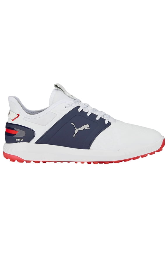 NEW Puma Men's Ignite Elevate Spikeless Golf Shoes White/Silver/Navy Size 9.5W