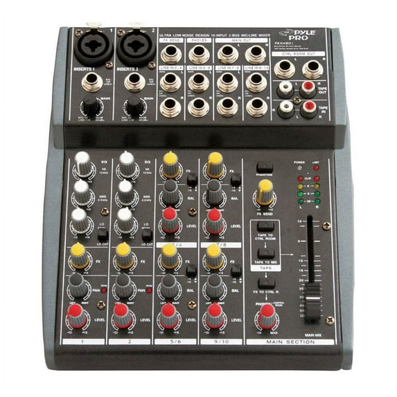 NEW Pyle PEXM801 10 Channel Balanced Studio Grade IMP Audio Mixer with Pre-Amp