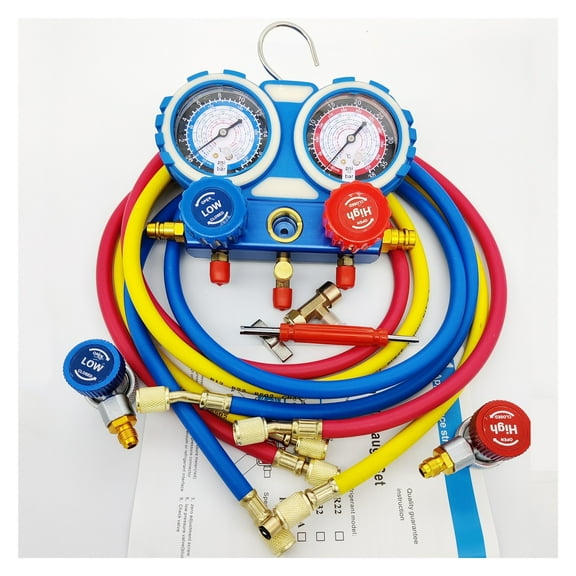 NEW R134 Car Diagnostic A/C Manifold Gauge Kit HVAC Air Conditioning Charging Set For R22 R404A R407C Refrigeration Kit 5ft Hose ,Easy to Install