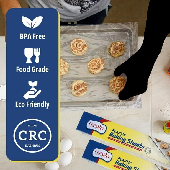 NEW - ROLL OF PLASTIC BAKING SHEETS - NEW - Non Stick Plastic Parchement Paper - Unbleached, Chlorine Free, Greaseproof, No Silicone for Baking Cookies, Cakes, & Bread - Oven Safe (18"x50ft)