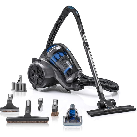 RS4 Lightweight Bagless Canister Vacuum with Dual HEPA Filtration and Premium Button Lock Tools