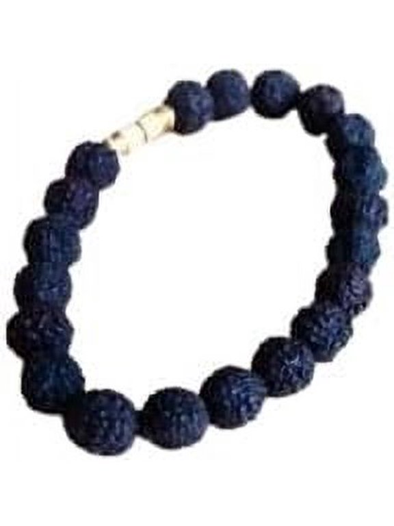 NEW RUDRAKSH BEAD WITH BLACK GLASS WRIST BAND BRACELET RELIGIOUS HINDU PUJA/POOJA FASHION GIFT