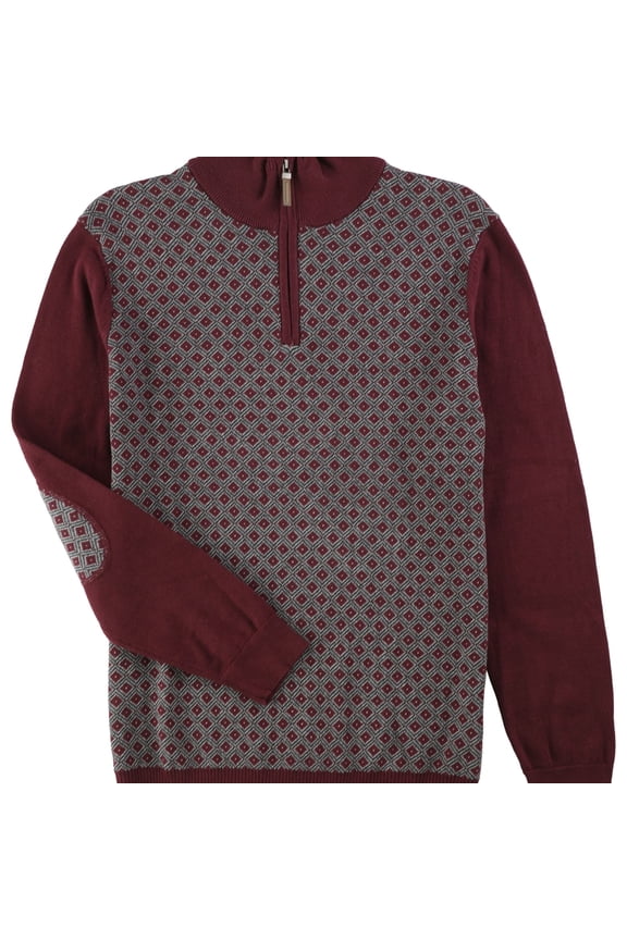 NEW Red Diamond Patter Mens Size LT Quarter-Zip Sweater